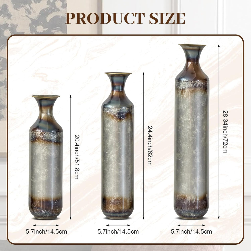 Elegant White Metal Vase Set with Gold Accents - 3-Piece Droplet Design for Stunning Home Decoration!