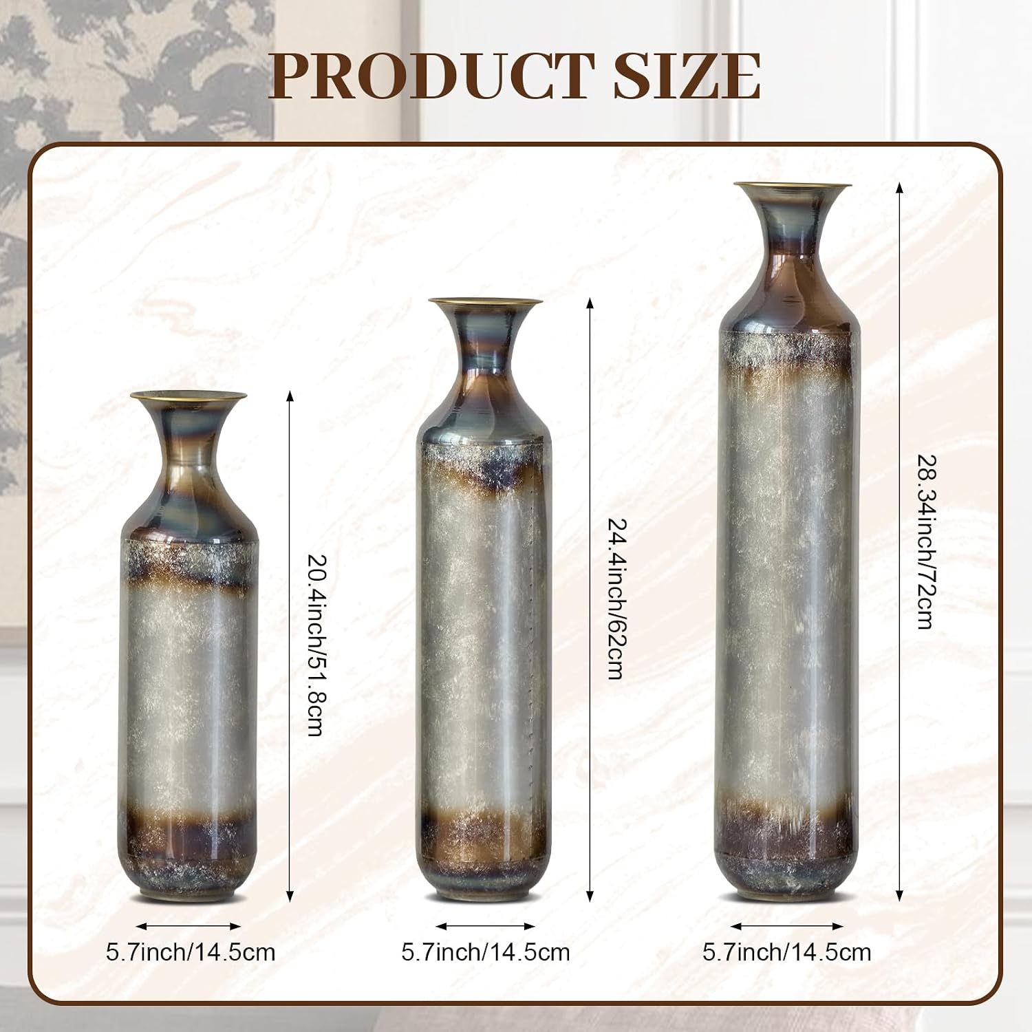 Elegant White Metal Vase Set with Gold Accents - 3-Piece Droplet Design for Stunning Home Decoration!