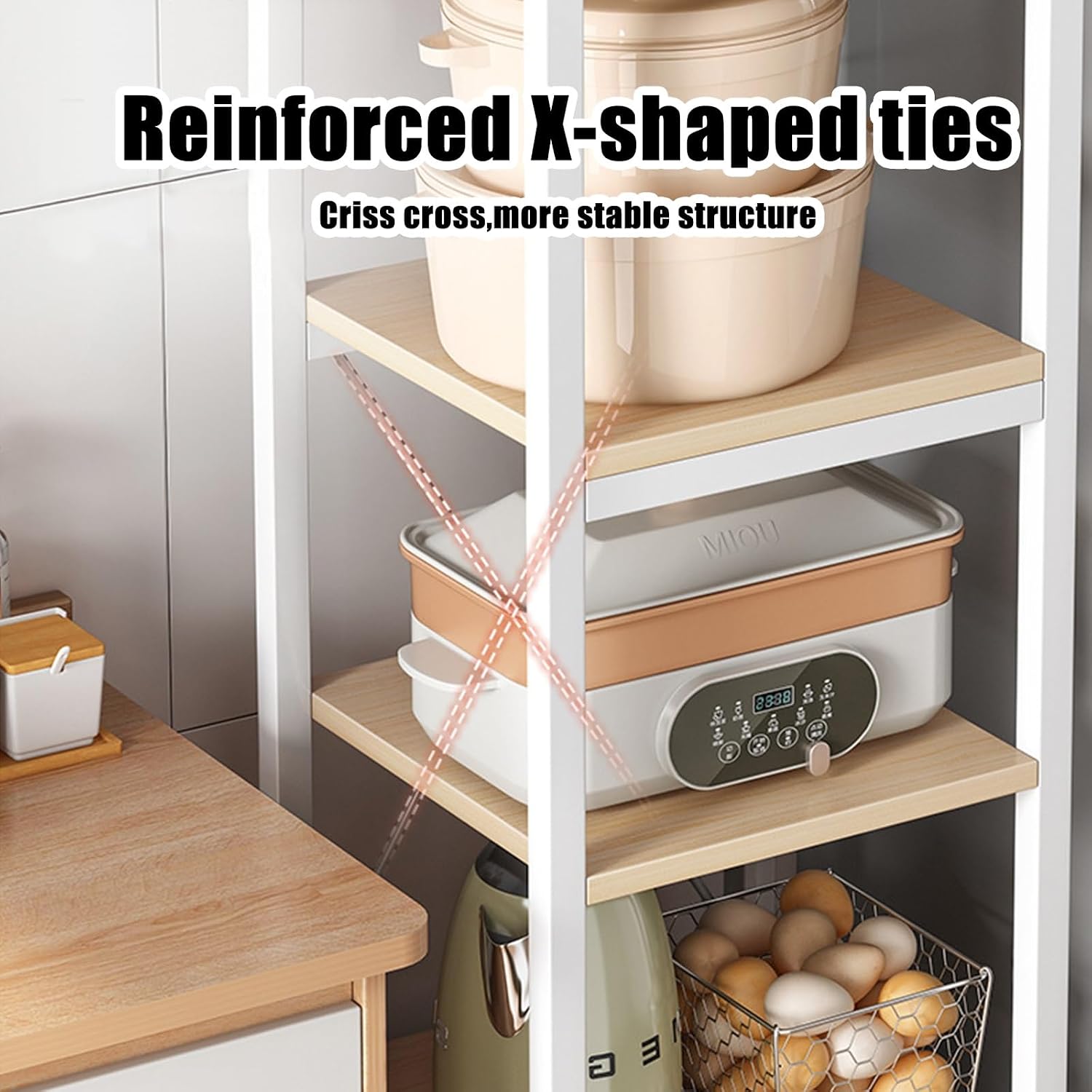 Adjustable Kitchen Bakers Rack, Freestanding Kitchen Utility Storage Shelf, Utility Cart for Narrow Places (Color : 3-layers, Size : 40cm)