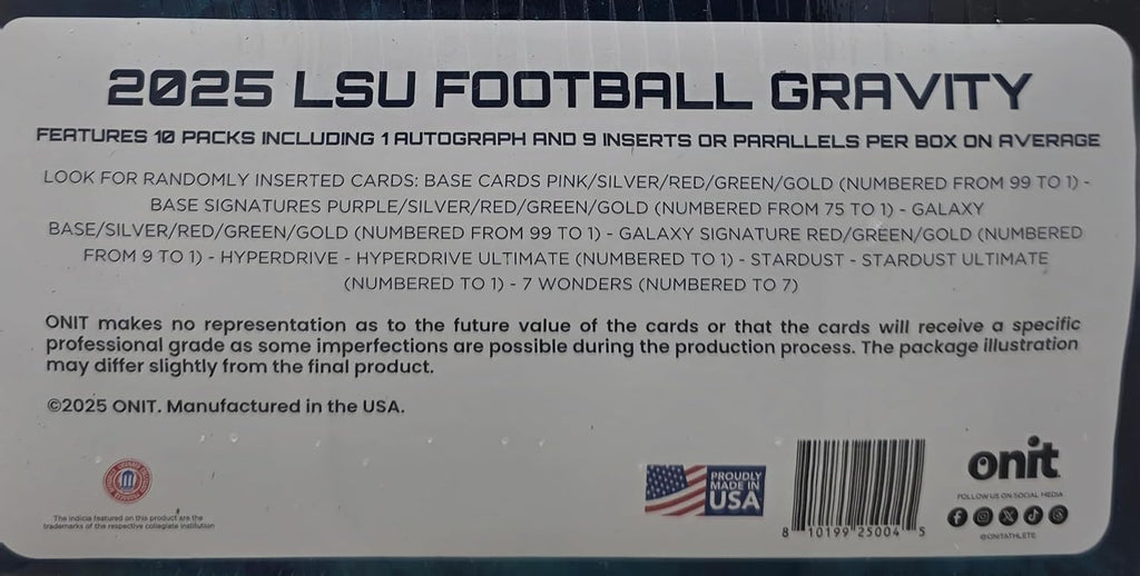 2025 Onit Gravity College Football Card Hobby Box (LSU Tigers)