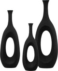Set of 3 Frosted Black Fiberglass Tall Floor Vase - Decorative Vase for Modern Home Decor, Perfect for Living Room, Home Office, Bedroom, Kitchen, Coffee Bar, Farmhouse Decor, and Wedding Centerpieces