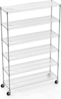 6 Tier 6000lbs Capacity NSF Metal Shelf Wire Shelving Unit, Heavy Duty Adjustable Storage Rack with Wheels & Shelf Liners for Commercial Grade Utility Steel Storage Rack, Chrome - 82'H x 48'L x 18'D