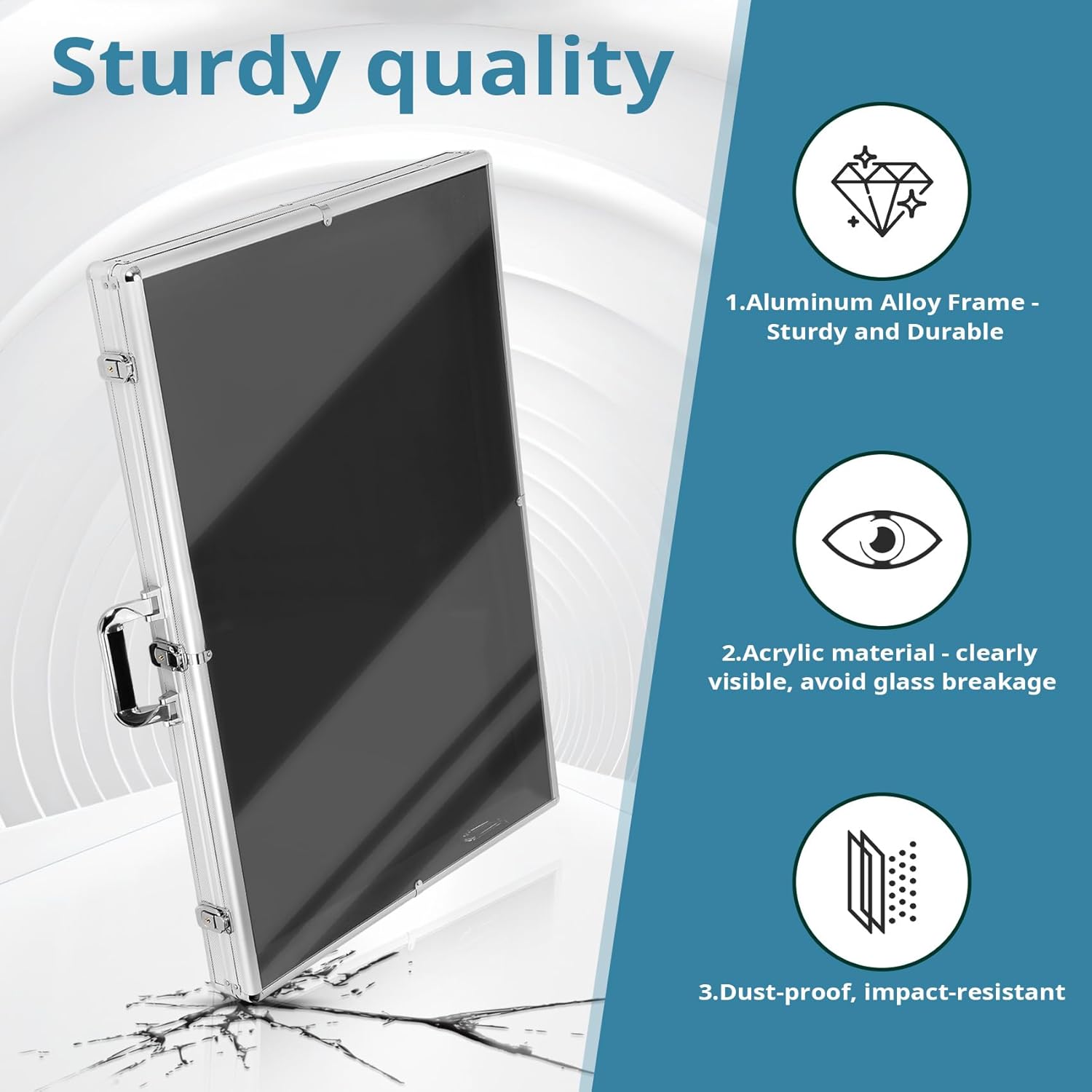 34'x22' Portable Trade Show Display Case for Trade Shows & Table Top Card Display Case – Aluminum Frame with Acrylic Side Panels for Easy Display(Sliver)
