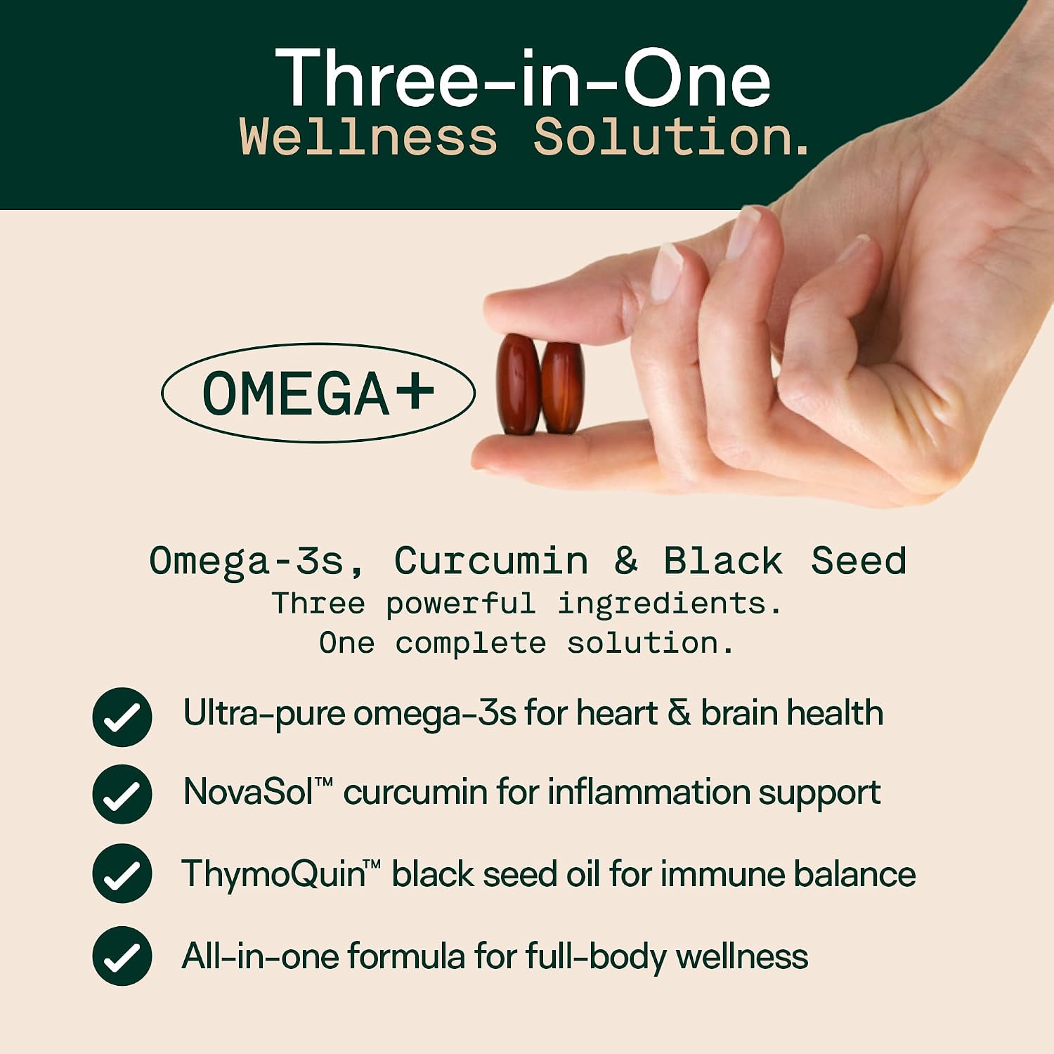 Adapt Naturals Omega 3 Fish Oil Supplement with Bioavailable Curcumin & Black Seed, 1500mg Fish Oil EPA DHA Omega 3 Fatty Acids to Support Joints, Muscles & Heart | Unflavored - 60 Days Supply
