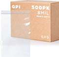 6' x 9' Small Reclosable Zip Bag - Heavy-duty 4 Mil, Bulk Case of 500 - Clear, Resealable Zip Top Lock for Storage & Packaging Food, Sandwiches, Cookies, Nuts, Bolts & Screws.