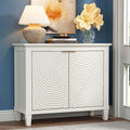 40' Coffee Bar Cabinet with Shelf, Craft Storage Cabinet with Doors, Wood Cabinet, Charming Carved Motif, Entry Way Cabinet with Storage, Sideboard Buffet for Living Room (Annual rings, White)