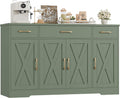 HOSTACK Buffet Sideboard Cabinet with Drawers, 55' Large Buffet Storage Cabinet with Shelves and Doors, Modern Farmhouse Coffee Bar Station for Kitchen, Dining Room, Green