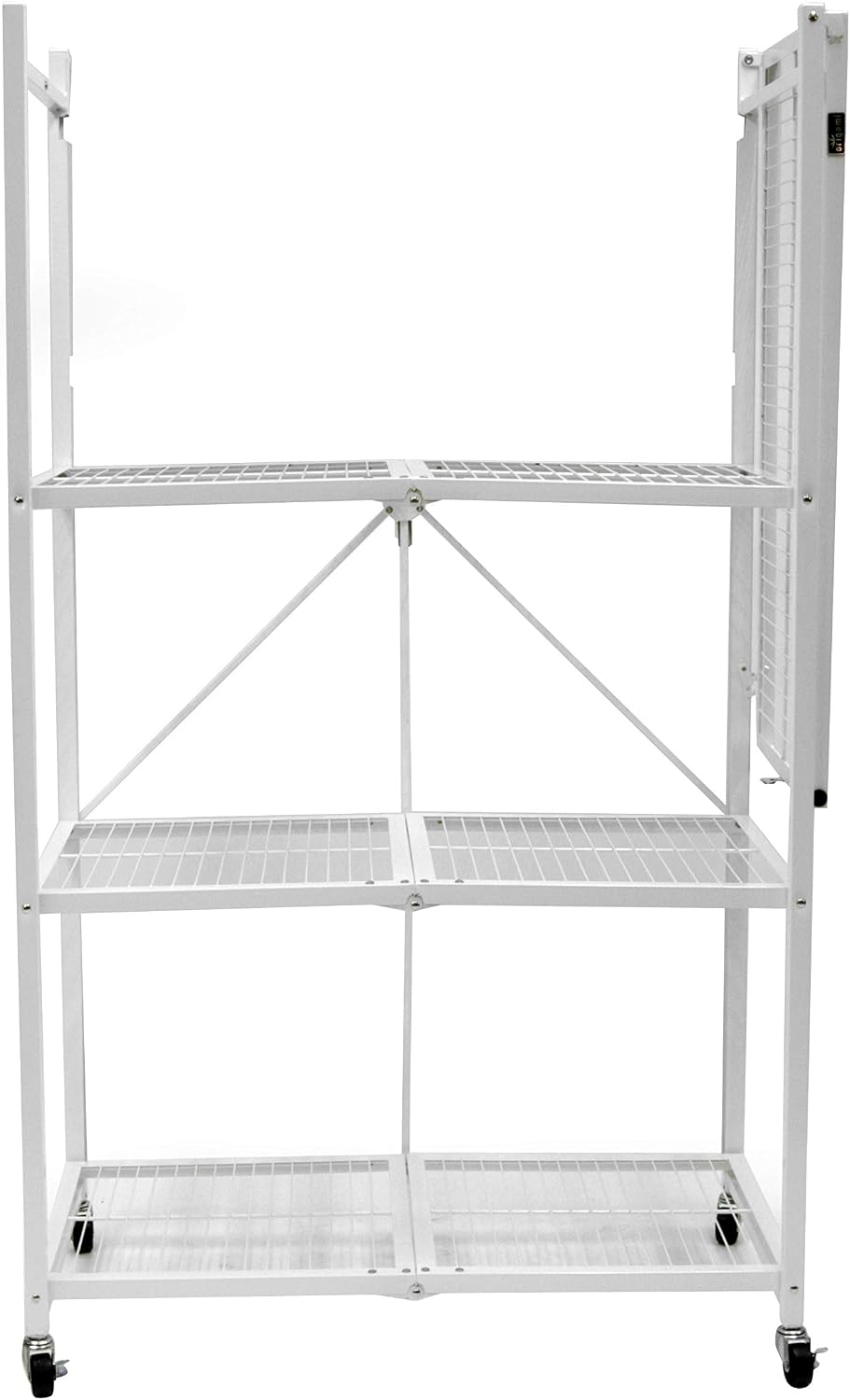 Origami 4-Pack R5 Storage Rack, 4-Tier Heavy-Duty Foldable Steel Shelf with Wheels, White