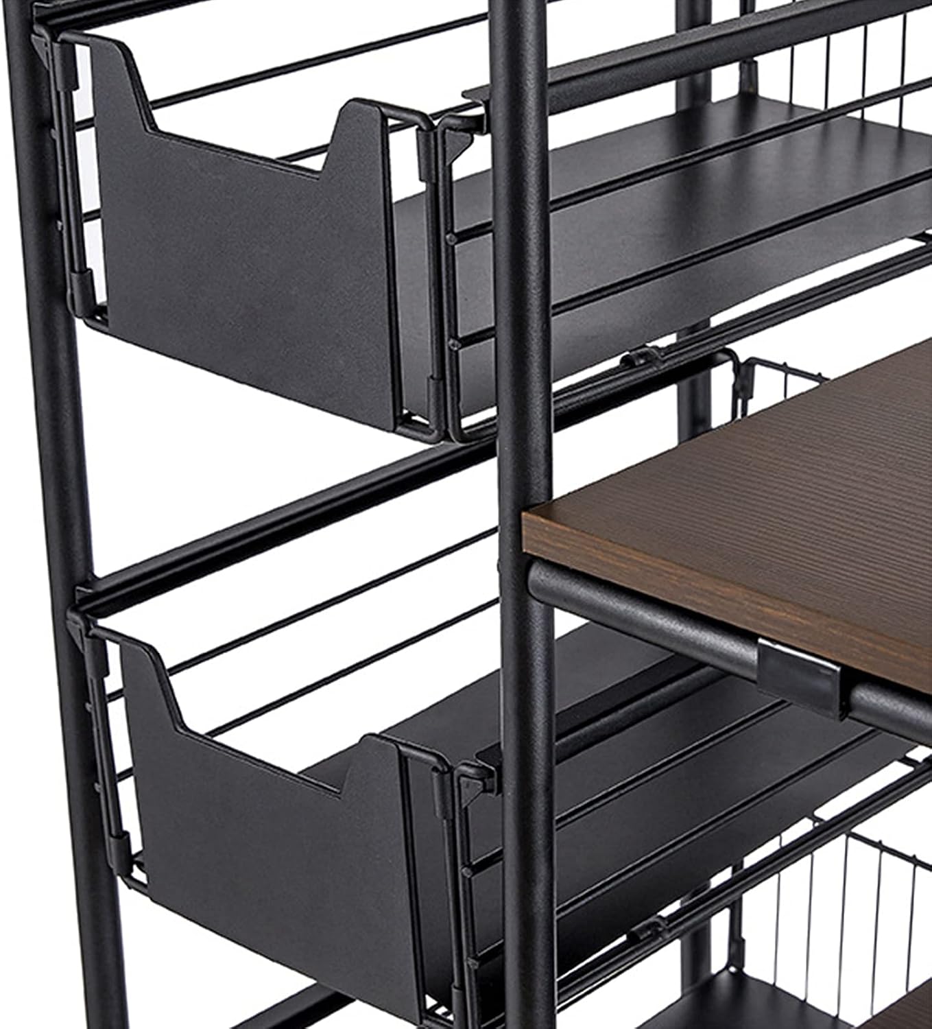 TFCFL Kitchen Storage, Utility Microwave Stands Storage For Spice, 4-Tier+5 Push-Pull Headers, Bakers Rack Multi-Layer Kitchen Storage Shelf