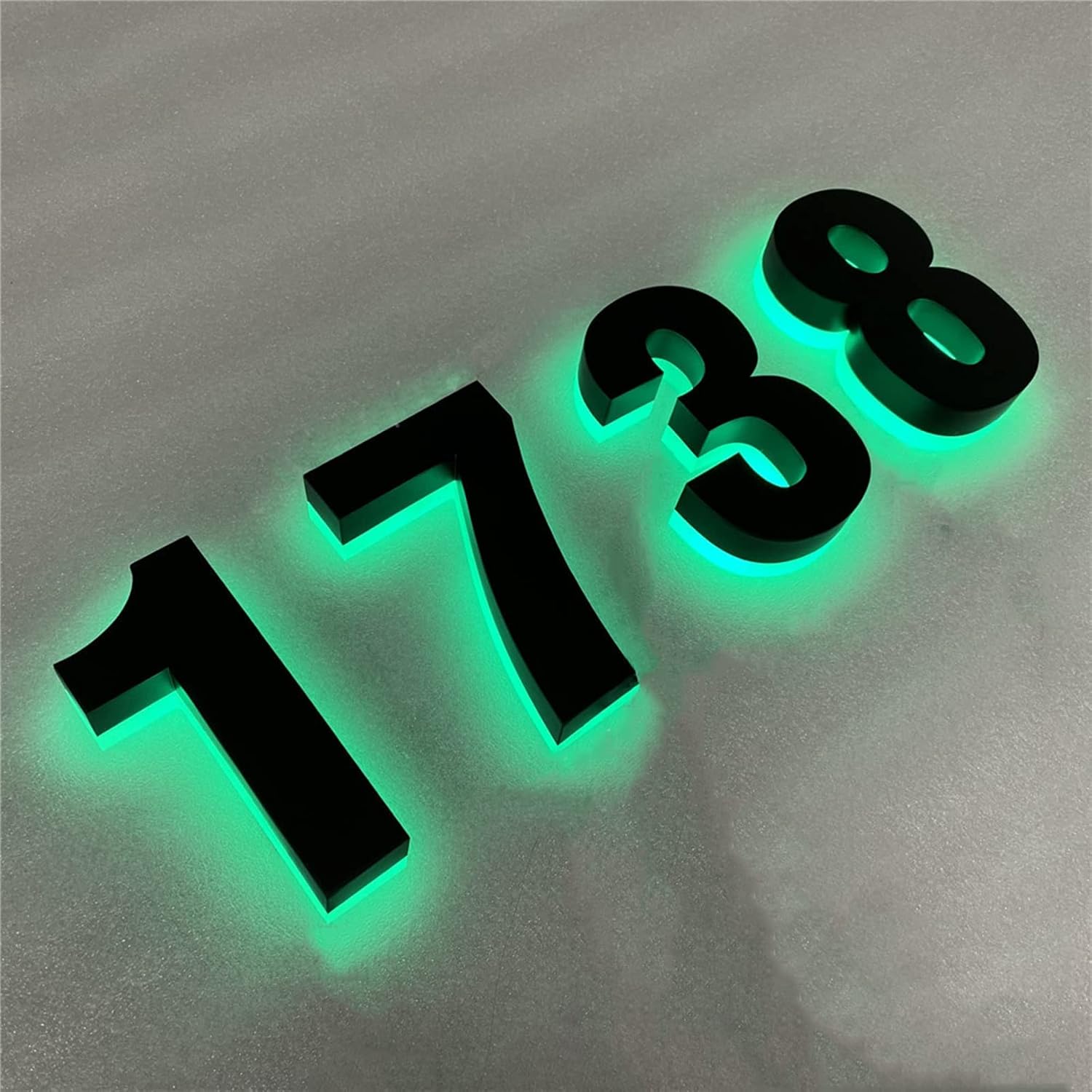 Steel Backlit LED 3D Floating Address Numbers Signs 14', Up-Scale Modern Look, Light Up House Numbers, Black, Illuminated Address Numbers For House,B