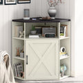 Vabches Corner Cabinet, Corner Storage Shelf with USB Ports and Outlets Industrial Organizer for Small Space Wooden 6-Cubby Bookshelf for Study, Playroom, Living Room (Rustic White and Black)