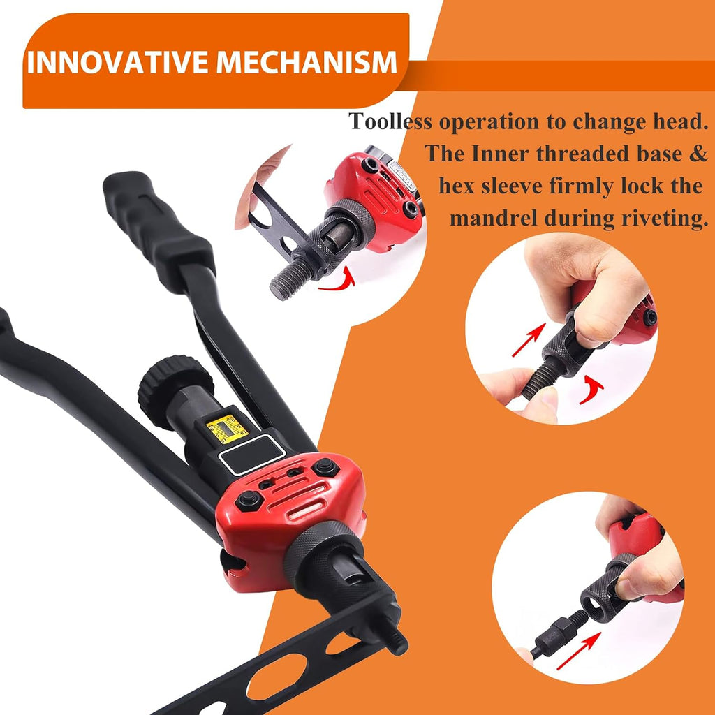 1310pcs Rivet Nut Tool Kit,16-Inch Rivnut Tool Kit with 11 Metric & SAE Mandrels(M3 M4 M5 M6 M8 M10 M12;SAE 10-24,1/4-20,5/16-18,3/8-16),NutsertTool Kit Rivet Nut Assortment Kit with Carrying Case