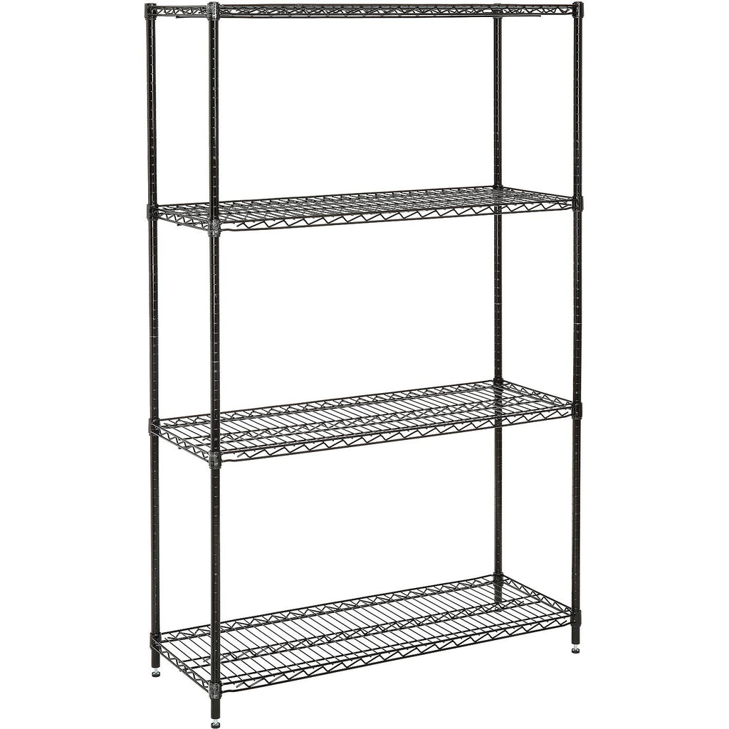 Nexel Economy Adjustable Wire Shelving Unit, 4 Tier, NSF Listed Commercial Storage Rack, 18' x 48' x 74', Black Epoxy