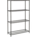 Nexel Economy Adjustable Wire Shelving Unit, 4 Tier, NSF Listed Commercial Storage Rack, 18' x 48' x 74', Black Epoxy