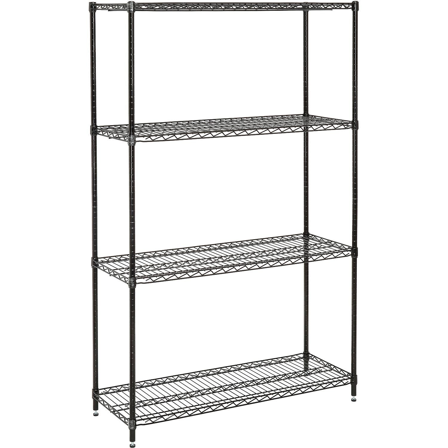 Nexel Economy Adjustable Wire Shelving Unit, 4 Tier, NSF Listed Commercial Storage Rack, 18' x 48' x 74', Black Epoxy