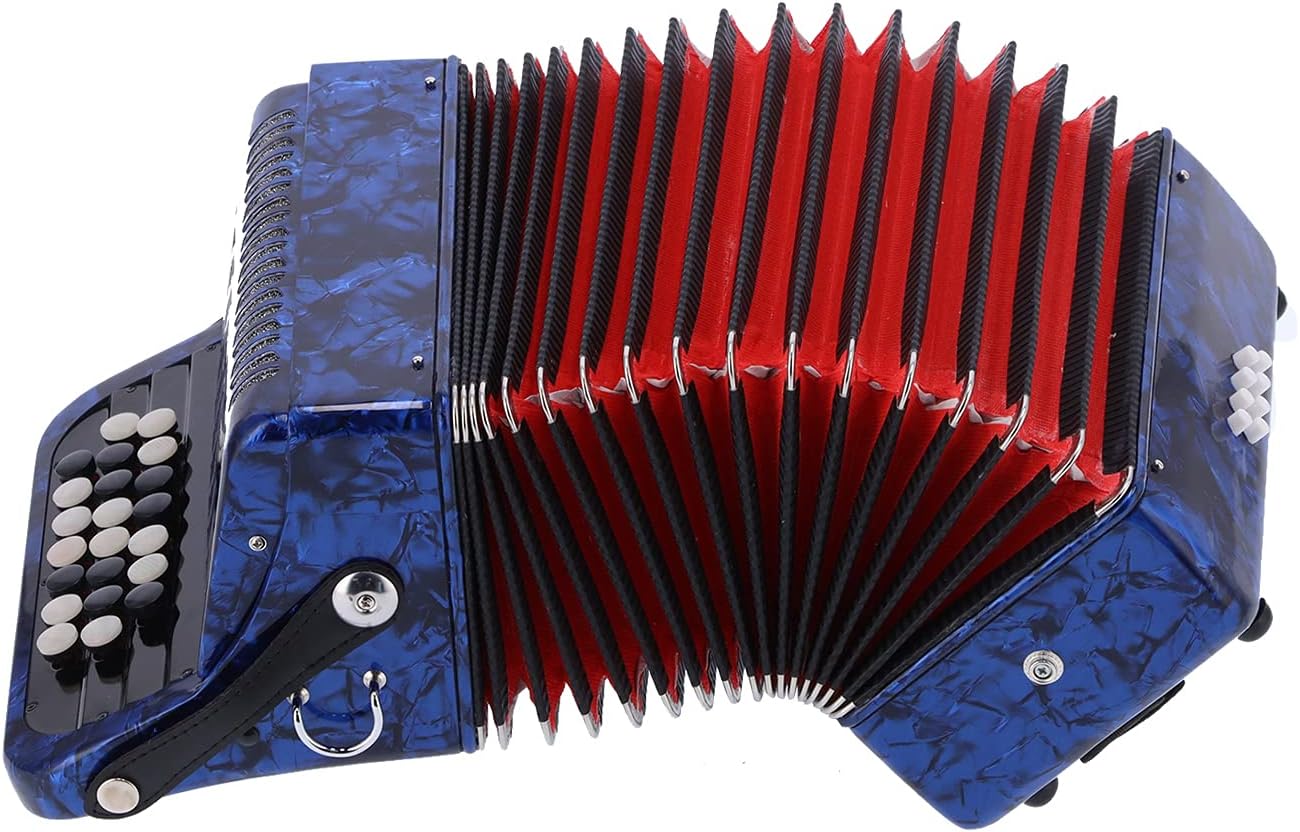 Accordion, 22 Key 8 Bass Button Accordion with Bag, Beginner Adult Professional Accordion, Rich Timbre With Shoulder Strap Comfortable ＆ Sensitive Button ()