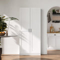 White Tall Kitchen Pantry Cabinet Organizers and Storage with Doors and Adjustable Shelves，Wood Large Gabinetes Para Cocina Office Bookshelf for Laundry Room Cabinets (31.5'W*15.7'D*71'H)