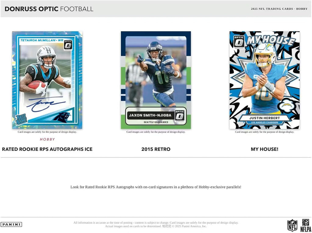 2025 Panini Donruss Optic Football Hobby Trading Card Box (1 Autograph Per Box)