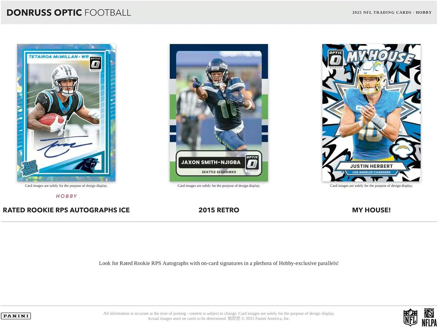 2025 Panini Donruss Optic Football Hobby Trading Card Box (1 Autograph Per Box)