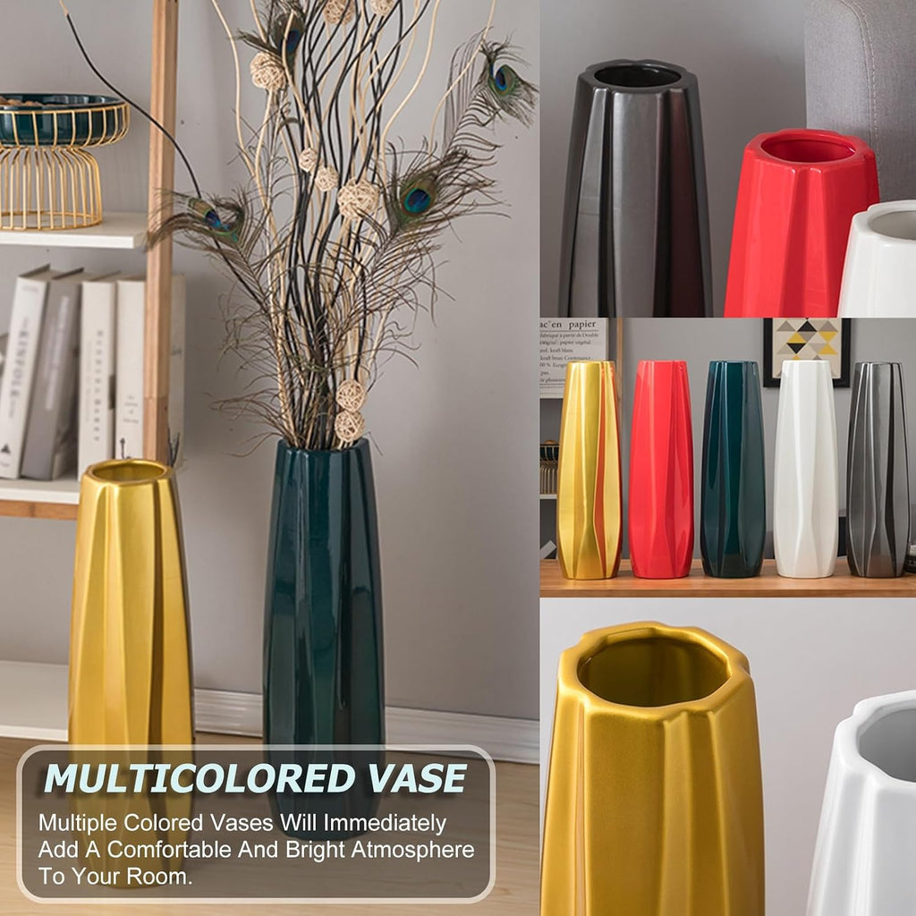 Modern Large Flower Tall Vases,Floor Vase,Large Size Ceramic Vase,Multifunctional Decorative Ornaments,for Office, Home,Farmhouse,Living Room Décor (Color : Grey, Size : 24in)