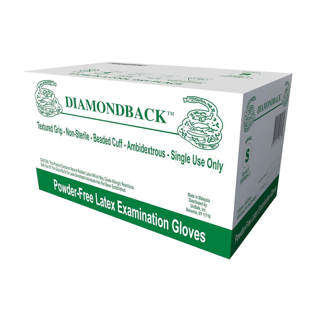 DIAMONDBACK Heavy Duty Latex Exam Gloves, Textured Grip, Powder Free, 8 Mils Thick (1000, Small)