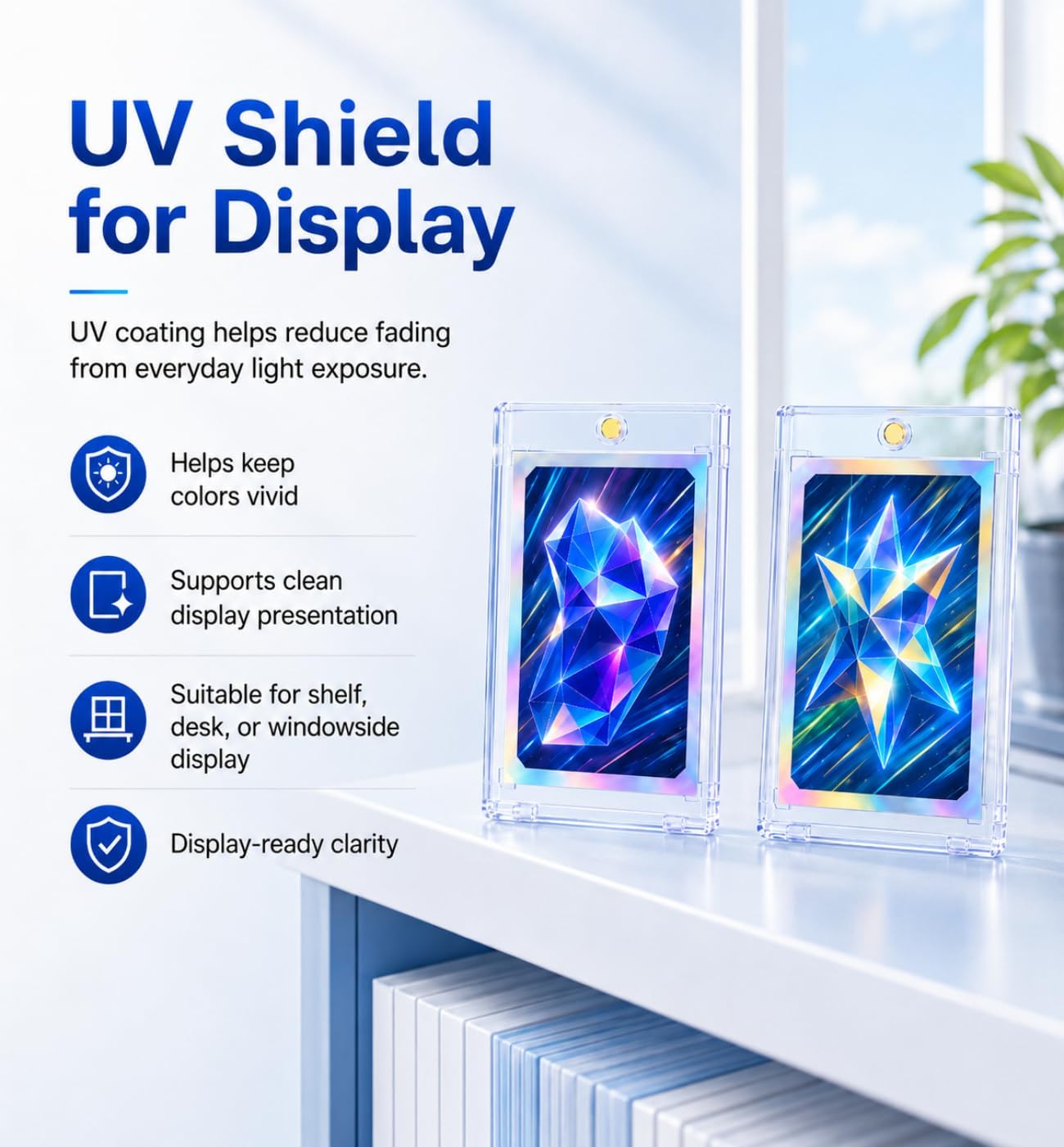 100 Pack Magnetic Card Holder 55pt: Ultra Slim Acrylic Card Case | One Touch Card Holder for Standard Trading Cards, Sports Card Holder for Baseball, Football, Game Cards, U-V Resistant