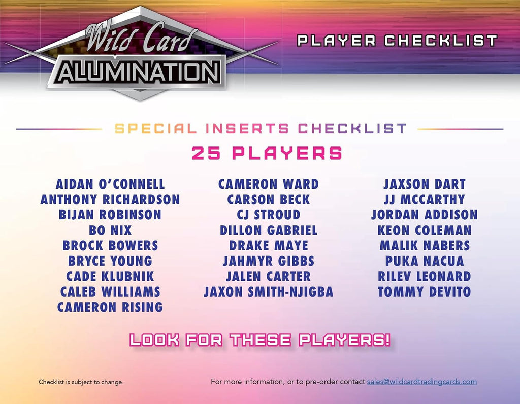 2023 Wild Card Alumination Special Rookie & Insert Edition Football Hobby Box 6 Encased Trading Cards Per Box