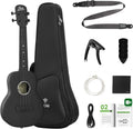 TOM 23″ Carbon Fiber Electric Ukulele – Waterproof & Travel-Ready with Built-in Pickup (Volume/Tone Control), Includes Gig Bag & Full Kit. Ideal for Outdoor, Beginners & Performers(Black EQ)