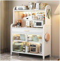 5 Tier White Kitchen Bakers Rack with Drawer Adjustable Shelf and Microwave Stand Free Standing Utility Storage Shelf for Kitchen Cabinets