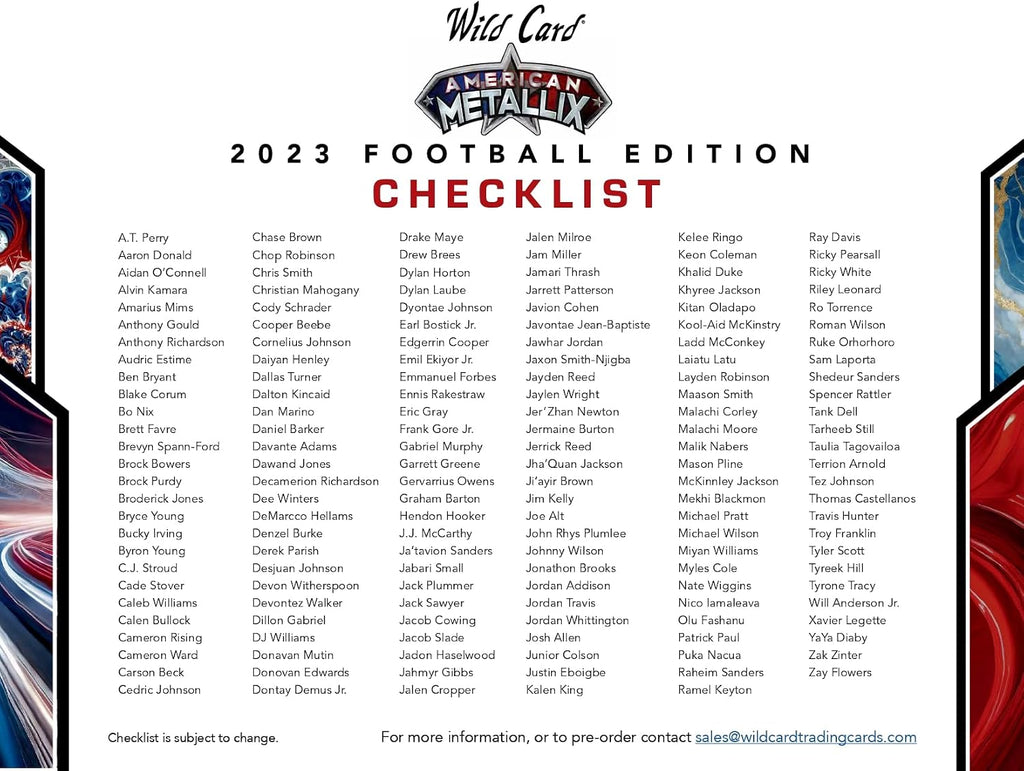 2023 Wild Card American Metallix Football Edition (6 Autographs Per Box)