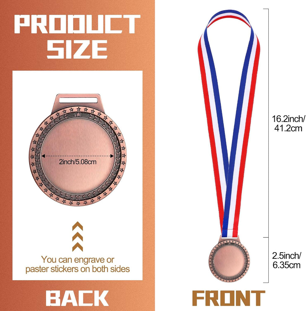 Sasylvia Blank Award Medals with Neck Ribbons Create Your Own Medals Kit Cheer Winner Participation Trophy Metal Gifts for Soccer Football Party Game