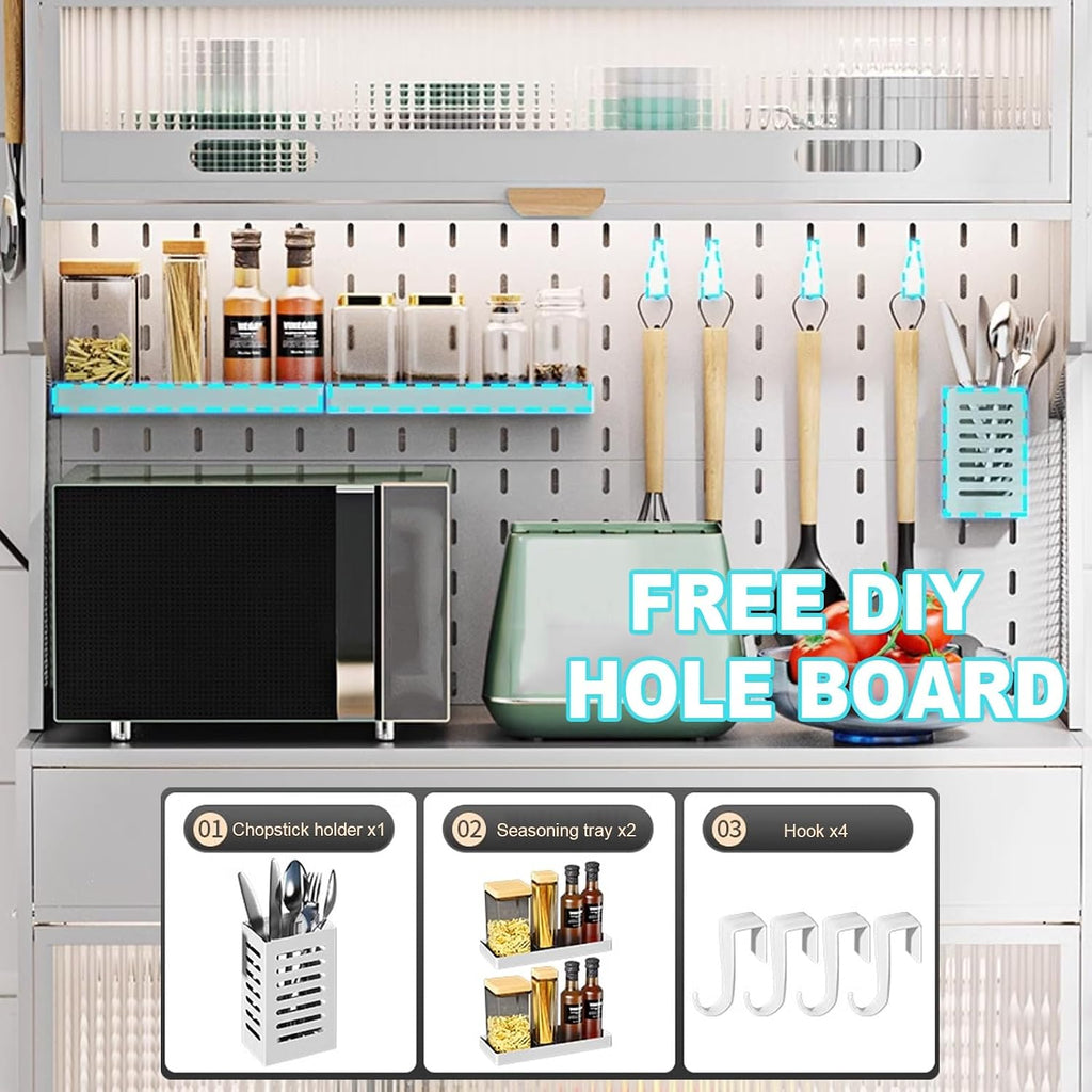 5-Tier Microwave Storage Stand - Kitchen Baker's Rack with Drawers Versatile Storage Cabinet for Home Office Pantry - Stylish Black Design,Black,60cm