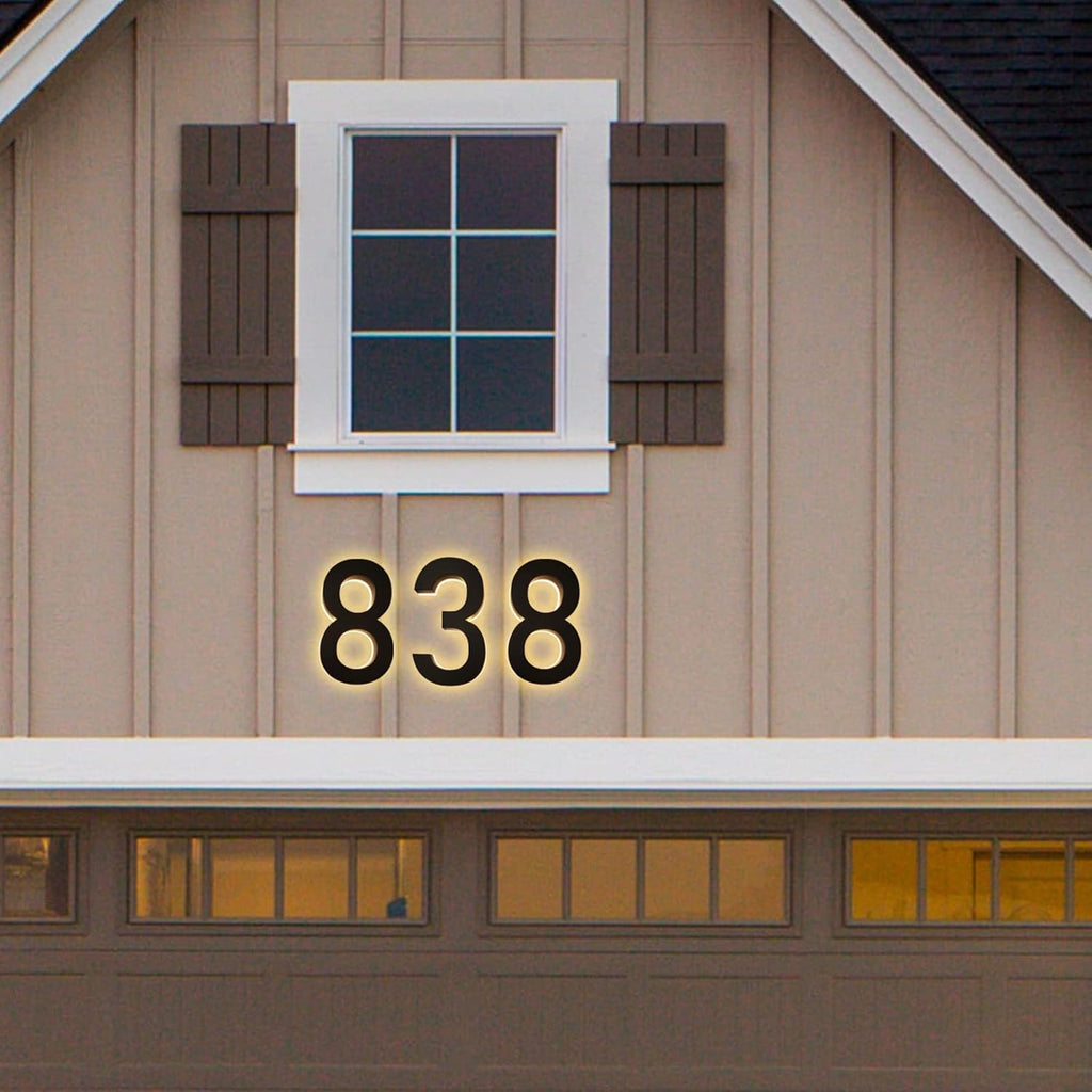 House Numbers Light Up, 16' Backlit Illuminated 3D Floating LED Address Number, Stainless Steel LED Lighted House Number, Modern House Numbers, Warm Light,W