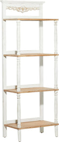 Deco 79 Wood Floral Intricately Carved 4 Shelf Shelving Unit, 22' x 13' x 57', White