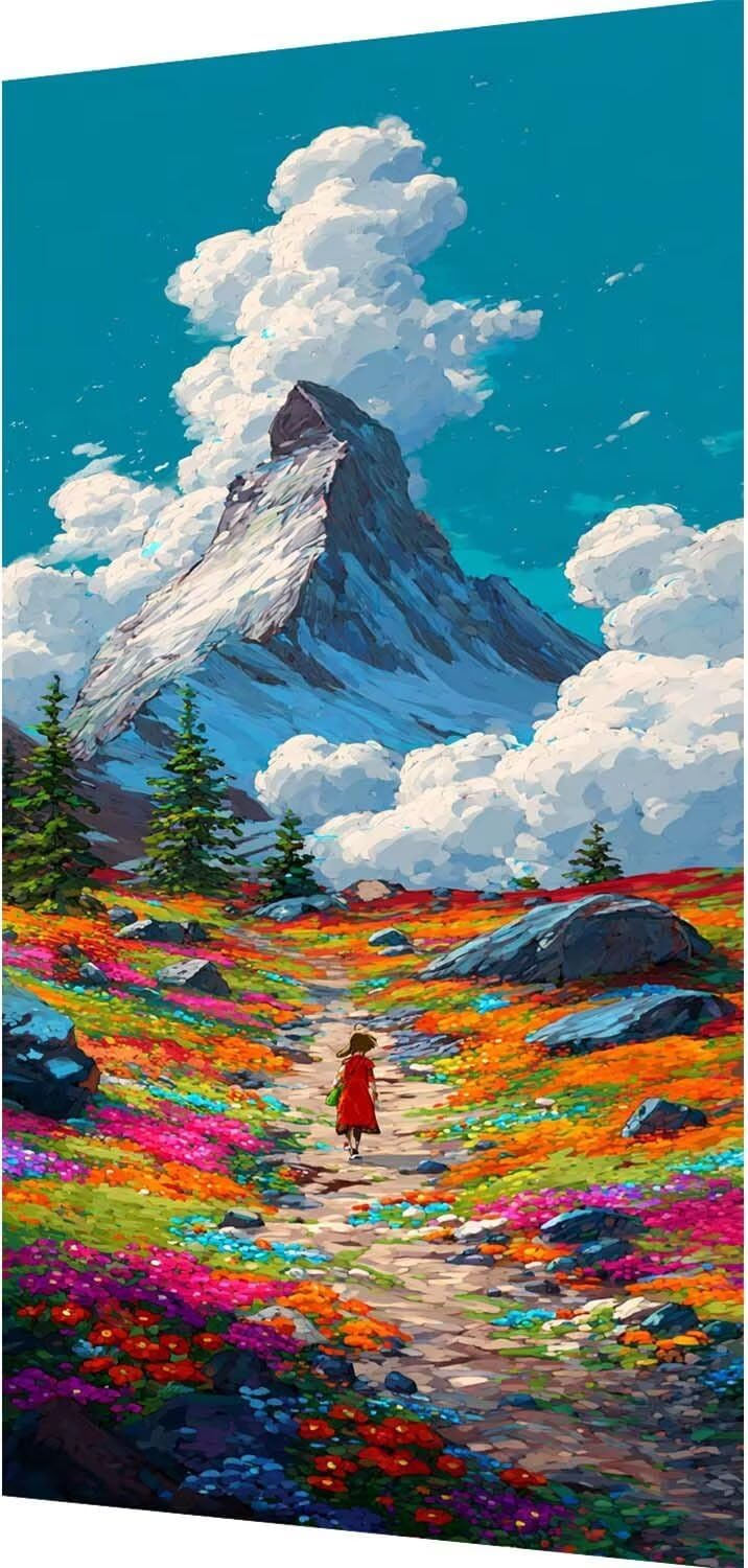 Landscape Diamond Art Kits for Adults, Diamond Painting Flower Gem Arts and Crafts for Adults Beginners, DIY 5D Square Full Drill Crystal Dots Embroidery Paintings, Home Wall Decor 40x80in xy6-p2