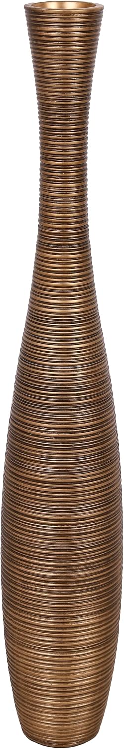 Leewadee Decorative Tall Floor Vase for Living Room Decor, 34 inches, Gold, Resin