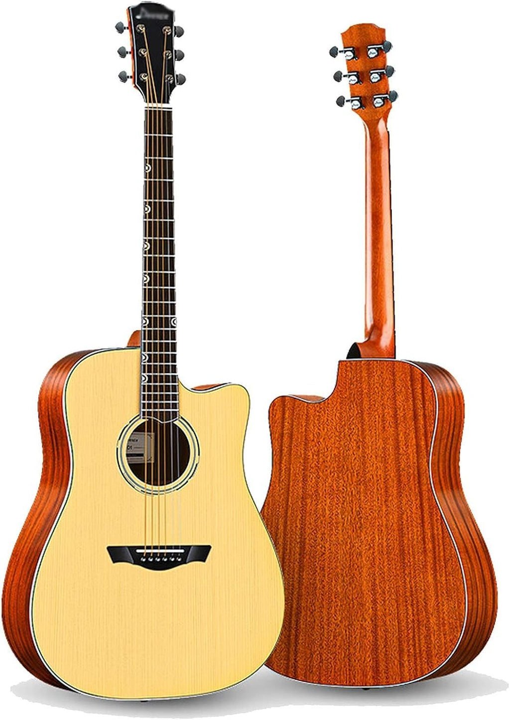 Classical Guitar 40/41 inch Beginner Girls Student Beginner Kits Cutaway Spruce Veneer Acoustic Wood Guitar (Size:41 inches,Color:Beige)