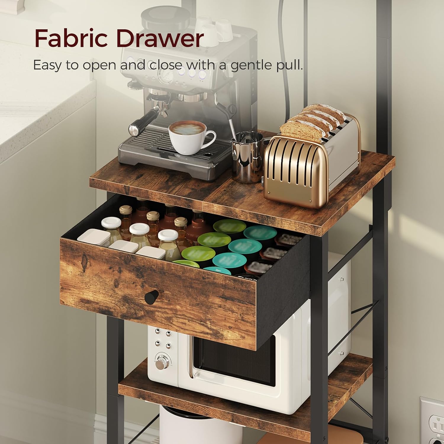 MAHANCRIS Bakers Rack with Drawer and Microwave Stand with Storage Bundle, Coffee Bar Station, BRHR48E01-BRHR351E01