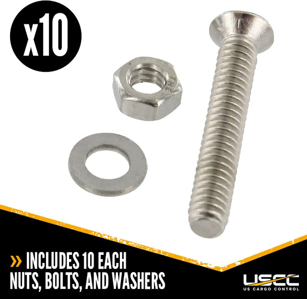 US Cargo Control Airline L Track Fastener Pack, 1,500 Sets of L Track Bolts, Nuts, and Washers, Quickly Install and Secure L-Track Tie Down Rails to Your Pickup Truck, Van, Or Trailer