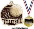 Volleyball Medals - 1 1/2' Gold Volleyball Medals, Great Kids Volleyball Awards with Custom Engraving Prime