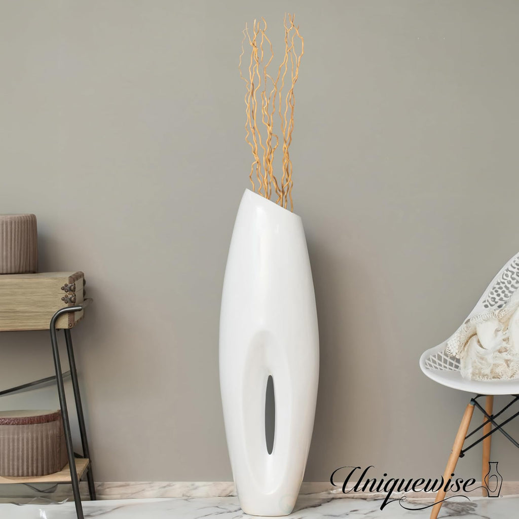 Tall Floor, Modern White Large Floor, 40-inch Vase, Decorative Lightweight , Home Decor, for the Entryway, Dining Room, Living Room, or Bedroom, Fill with Pampas Grass, Large