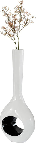 Tall Floor Vase, White Vase with Hole Inside Black 45 Inch Vase, Tall Vase for Home Décor, Interior Decoration, Modern Floor Vase, Tall Vases for Floor
