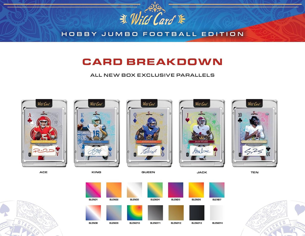 2024 Wild Card 5 Card Draw Stacked Deck Football Jumbo Trading Card Box (One 1/1 Per Box)