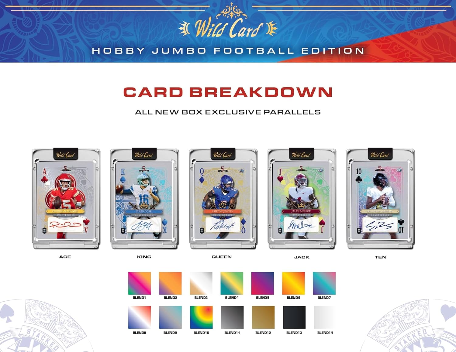 2024 Wild Card 5 Card Draw Stacked Deck Football Jumbo Trading Card Box (One 1/1 Per Box)