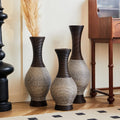 Floor PVC Decorated Vases Set of 3 for Gorgeous Home Decoration Large Classic PVC Vases 20in/24in/28in Height(Brown+White)