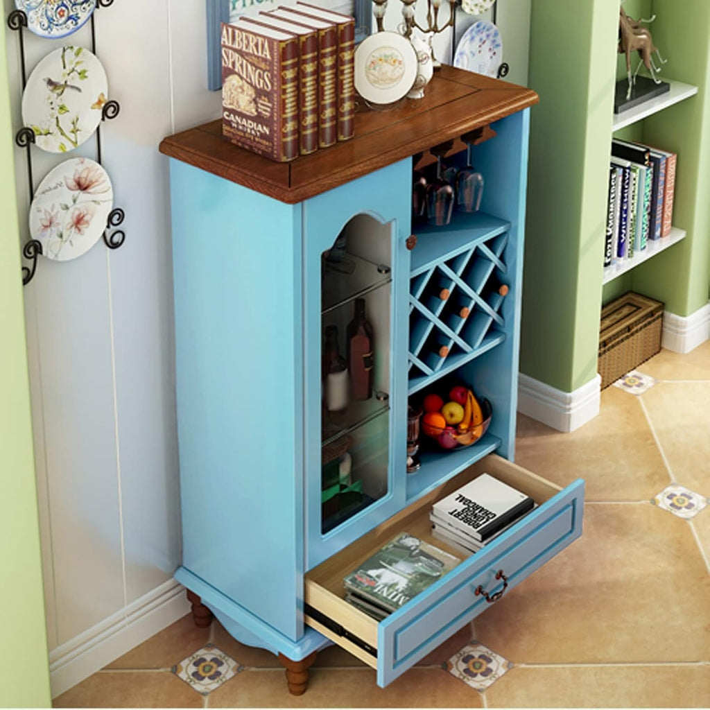 Freestanding Wine Racks & Cabinets Household Wooden Wine Cabinet Small Wine Bar Cabinet with Square Wine Storage Grid Multi-Purpose Wine Bakers Rack Sideboard Wine Storage Cube (Color : A)