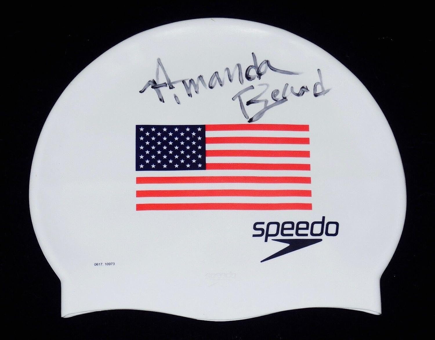 Amanda Beard Autographed Usa Olympic Swim Cap (2 Medals) - W/ Coa! - Autographed Olympic Caps and Hats