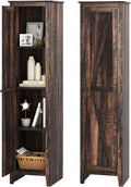 Giantex 72-Inches Narrow Storage Cabinet, Tall Bathroom Floor Cabinet with 4 Shelves, Barn Door, Anti-tilt Device, Raised Feet, Slim Storage Unit for Small Spaces, Living Room, Home Office, Kitchen