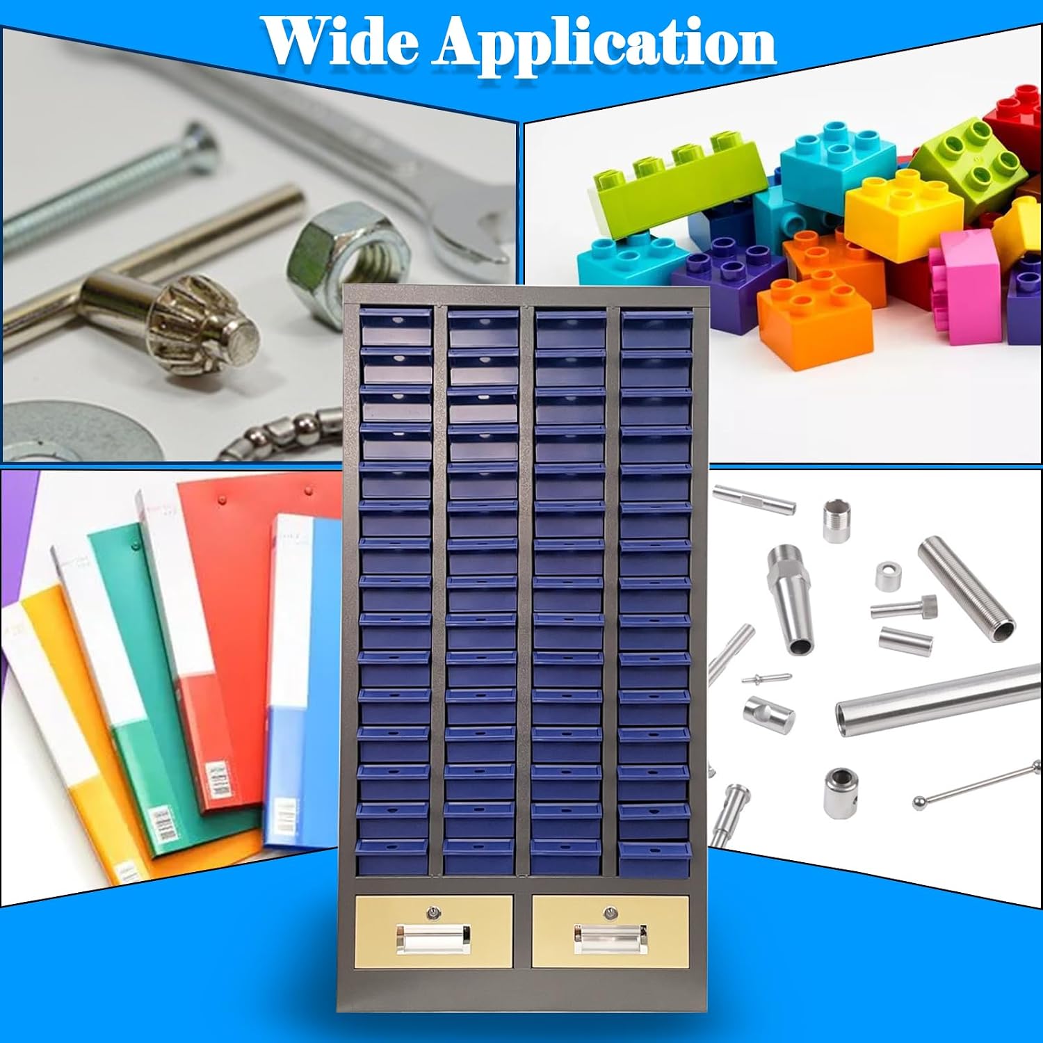 60 Drawers Part Cabinet Nut and Bolt Organizer Bolt Bin Cabinet Small Metal Parts Organizer Bolts Screw Storage with Two Lockable Large Drawers