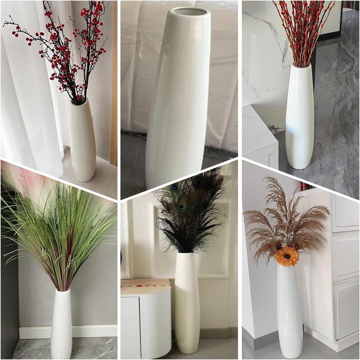 Tall Floor Vase Living Room Decorative Large Vases,Tall Floor Vase Vase,for Decorative Branches Dried Flowers Vases,Rustic Home Decor(Orange,61cm)
